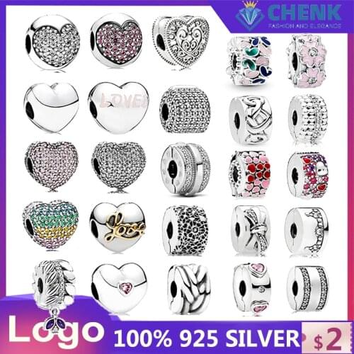 3 HEART CHARMS Safety Buckle Bead Charm Collection 925 Sterling Silver Charm Original Wholesale Charms for Jewelry Making
