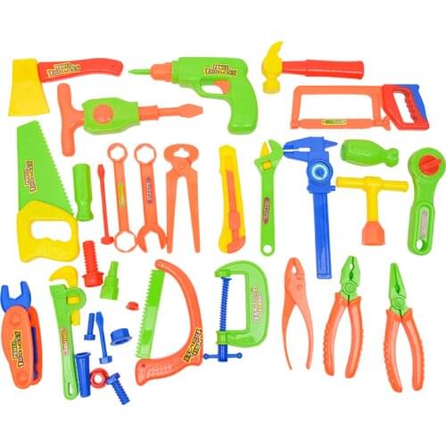 33pcs Children Toolbox Engineer Simulation Repair Tools Pretend Toy Electric Drill Screwdriver Tool Kit Play Toy Box Set