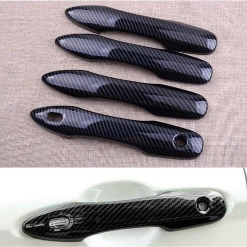 4Pcs Car Carbon Fiber Style Black Door Handle Cover Trim ABS Fit for Toyota Corolla Hatchback 2021 2020 2019 Accessories