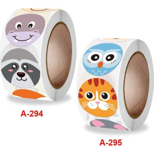 New roll childrens cute animal stickers teacher reward encourage students to label 500pcs / roll