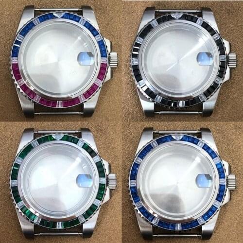Watch Accessories Crystal Stainless Steel Case 40Mm Watch Sapphire Glass for NH35 Automatic Movement Waterproof Watch Case