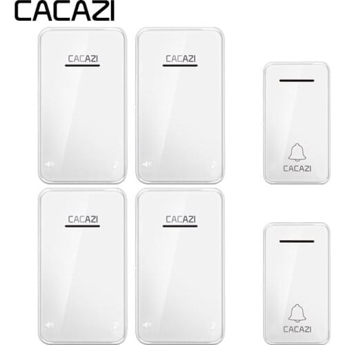 CACAZI Self-powered Wireless Doorbell Waterproof 200M Remote No Battery US EU UK Plug Smart House Call Bell Wireless Chime 220V