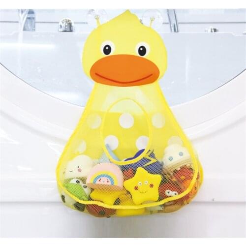 Baby Shower Bathroom Storage Bag Mesh Net 3D Cartoon Duck Frog Bathtub With Strong Suction Kids Bath Portable Toy Organizer Bags