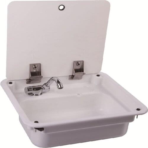 445*400*145mm White Acrylic Sink With Lid Top GR-Y009A Boat Caravan RV Camper