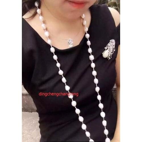 Free shipping >>>>noble jewelry Natural 12-13mm SouthSea baroque kasumi pearl long necklace