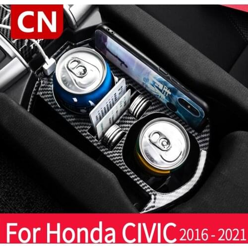 USB Central Control Water Cup Mobile Phone Holder Storage Box Special For Honda Civic Carbon Ambient Decoration Car Accessories