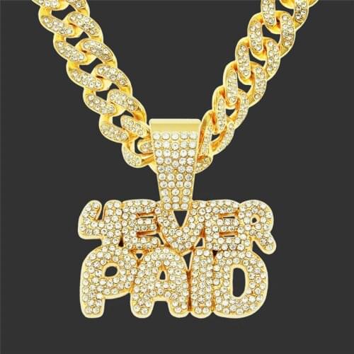 Creative Crystal Letters Pendant Necklace Gold Charm Hip Hop MenS Jewelry With Miami Cuban Chains Gifts