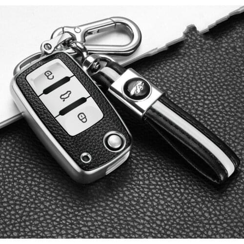PU+TPU Car Key Cover For Volkswagen VW 4 5 6 Bora Jetta POLO Passat B5 B6 Skoda Octavia Fabia SEAT Ibiza Leon Protect Bag Case