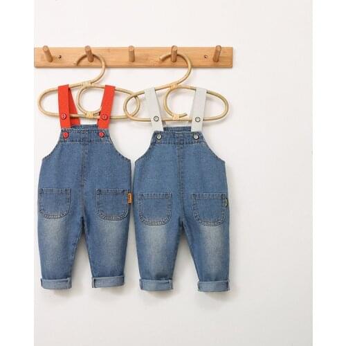 2020 Child Jumpsuits Korean Fashion Jeans Kids Overalls Spring Autumn Casual Jumpsuit for Girl Boy Denim Pants Toddler Overalls