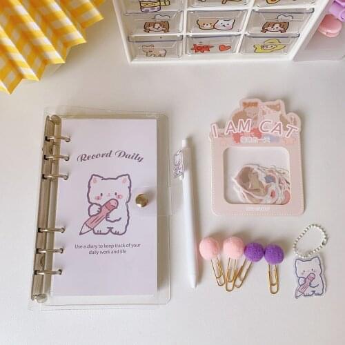 Diary Notebooks Sketchbook Notepad Ring Binder Kawaii A6 DIY Planner Set with Pen Paper Clip Sticker Bear Office School Supplies