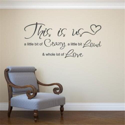 This is us a little bit Crazy bit Loud & a whole lot of Love Vinyl Wall Decal Window Chalkboard Decals Wedding Decals HY809