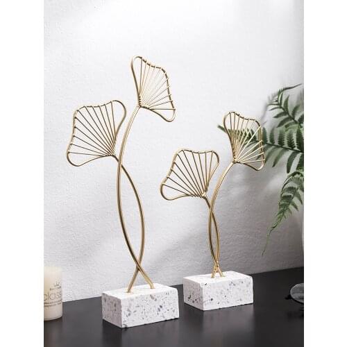 Ginkgo biloba wine cabinet light luxury ornaments creative gold modern TV cabinet Xuanguan home decoration