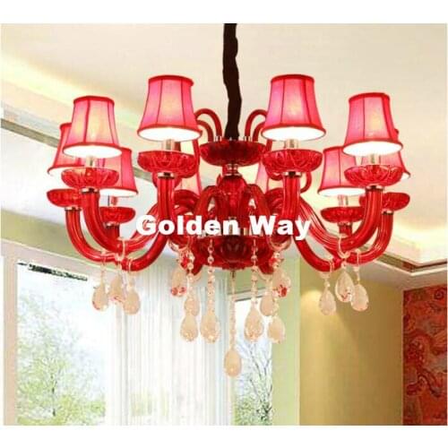 Free Shipping Crystal Chandelier lighting Modern RED Color Lustres de Cristal Lamp for Dining Living Room Indoor Decoration Lamp