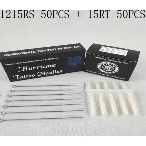 Tattoo Needles Tip (15RS+15RT) 50pcs Disposable Tattoo Needles and 50pcs Tattoo Tips for Tattoo Gun