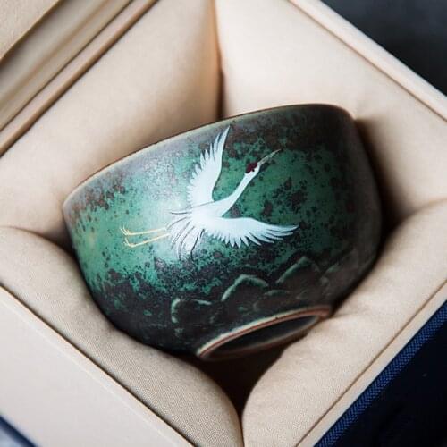 Hand-made stoneware tea cup glowing with color Pingbu Qingyun Kungfu tea set ceramic teacup master cup NO.YZ82