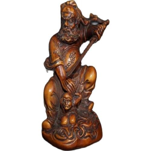 Chinese pure hand carving (boxwood carving) Zhong Kui subdues the devil