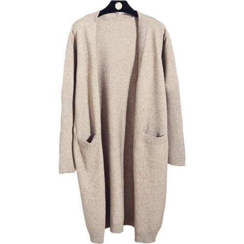 Korean Style Womens Autumn Spring Cardigans Open Stitch Solid Sweaters Female with Pockets Fad Casual Knitted Outwear Ladies