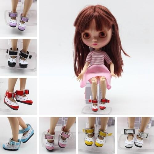 Pu Leather Lace Shoes for Blyth/AZ/Licca/Pullip Doll 1 pair 2.8*1.3cm Cute Sweet Lacy Shoes Mini Doll Shoe Doll Accessories