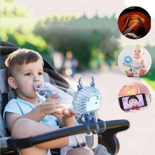 Multifunction Stroller Fan Personal Portable Desk Handheld Baby Bed Car Seat Fan USB Rechargeable Fan Mini Stroller Accessories