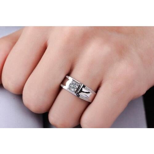 Original Jewelry Making 100% Real Solid Silver Rings Set Sona Diamond Engagement Wedding Rings for men boy gift size 7-13