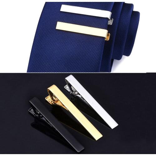 Men Metal Silver Gold Simple Necktie Tie Bar Clasp Clip Clamp Pin Men For Business Tie Clasps Brooch Solid Color Slim Collar