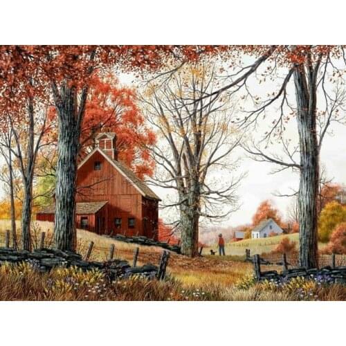 Autumn Country house Embroidery Scenery Needlework Crafts 14CT Unprinted DIY Quality Arts Cross Stitch Kits Handmade Decor