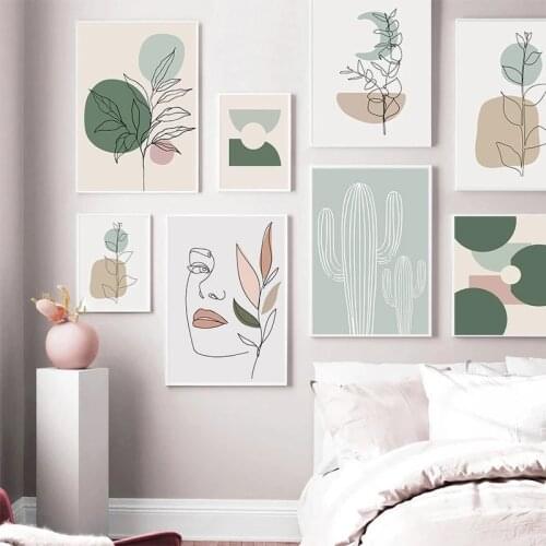 Nordic abstract Shape Plant Canvas Painting Poster Modern Light Green Leaves Nature Art Picture Print Home Interior Decoration