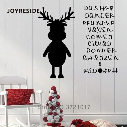 JOYRESIDE Little Reindeer Wall Decals Cute Design Chirstmas Baby Room Wall Decor Reindeer Silhouette Vinyl Wall Sticker WM346