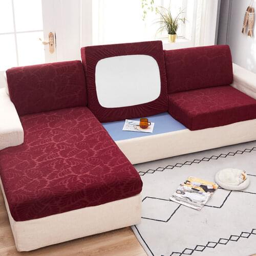 Solid Color Sofa Seat Cushion Cover Elastic Furniture Protector Polar Fleece Stretch Washable Removable Slipcover 1piece