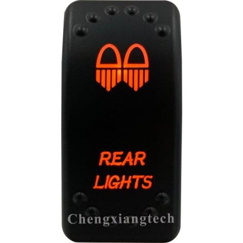 5 Pin SPST Laser Etched Rear Lights Rocker Button Switch Orange Led ON OFF 12v 20A, Waterproof