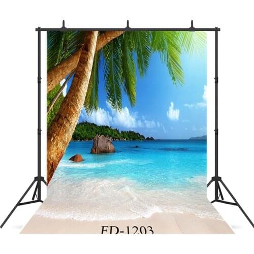 Palm Tree Beach Photography Background for Photograph Accessories Wedding Child Kids Vinyl Cloth Printed Backdrop Photo Studio