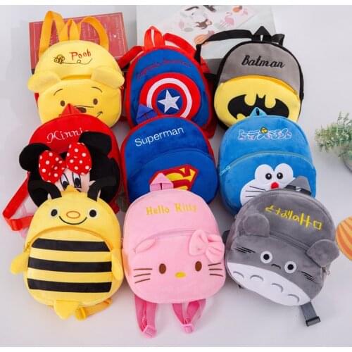 Disney Cartoons Plush Toys Backpack One Piece Children Anime Figure Mickey Mouse Minnie lovely Kindergarten Bags