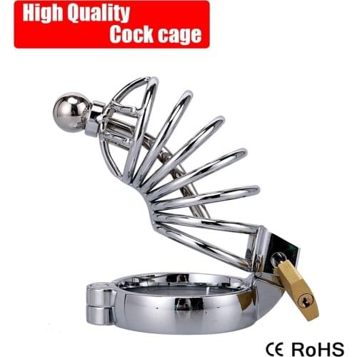Large Male Metal Urethral Catheter Chastity Belt Device Abstinence Chastity Cage Penis Ring Bird Lock Cock Cage Sex Toys For Men