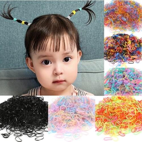 1000PCS Disposable Colorful Elastic Hair Band Bezel For Kids Girl Hair Accessories Scrunchy Gum For Hair Rubber Band