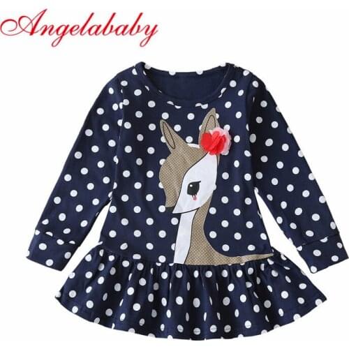 Baby Girls Christmas Dresses Cartoon Animals Princess Long Sleeve Dress For Children Autumn Kids Fashion Clothes