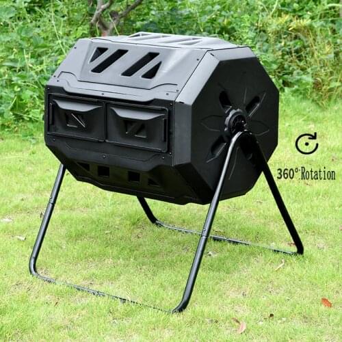 Garden Compost Bin Chamber Rotating Tumbler Composter Bin Outdoor Composting Garden trash can