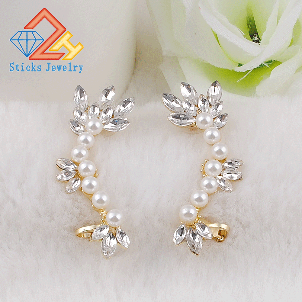 Ear clip New Fashion Elegant Vintage Punk Gothic Crystal Rhinestone Clip Earrings