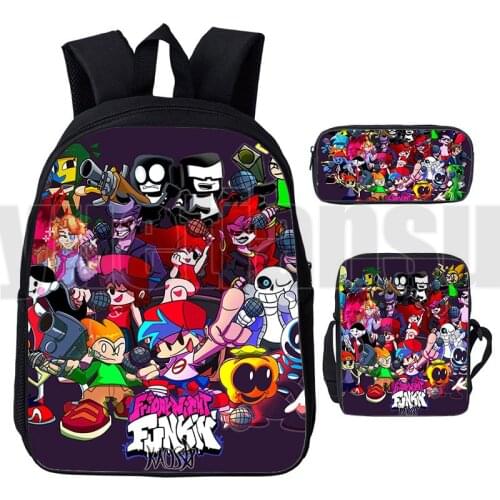 3 Pcs/Set Friday Night Funkin Bag 3D Print Schoolbags Hot Game Backpack Men Women Anime Harajuku Teenager Laptop Fnf Book Bag
