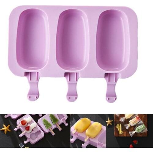 Cute Silicone Ice Cream Mold Summer Popsicle Mold Maker Reusable Ice Pop Mold With Lids and Sticks DIY Cream Molds