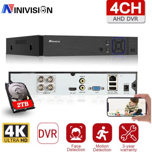 H.265 4K IP/Analog/TVI/CVI 6 In 1 4CH DVR Security Surveillance CCTV System P2P ONVIF 4*8MP HD Network Video Audio Recorder