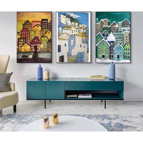 Modern Cartoon Abstract City Scape Posters Prints Vinterstaden Axarquia Canvas Painting Wall Art Pictures For Livingroom Decor