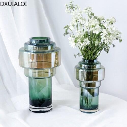 DXUIALOI European style simple design transparent electroplating glass vase home living room flower arrangement vase decoration