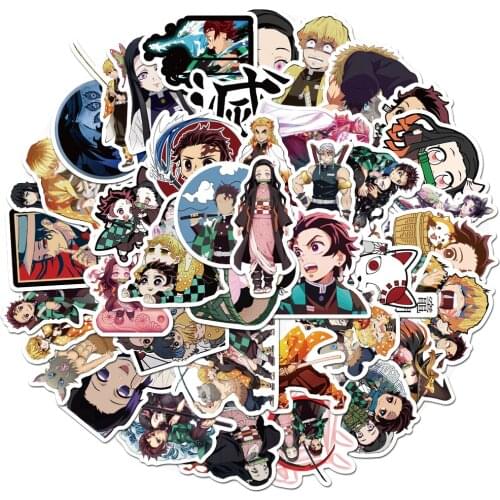 10/50pcs Anime Demon Slayer Kimetsu No Yaiba Sticker Waterproof PVC Skateboard Luggage Motorcycle Guitar Kid Boy Sticker