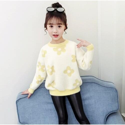 Girl Sweater Kids Outwear Tops 2021 Sweet Fleece Thicken Warm Winter Autumn Knitting Christmas Gifts Cardigan Children Clothing
