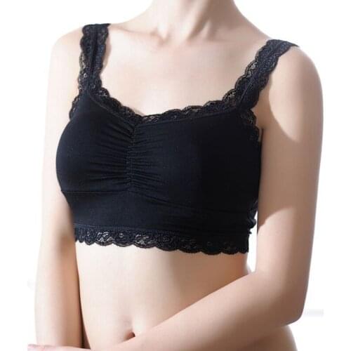 DENNYLITER 2019 Women Lace Bandage Crop Top Black White Modal Fashion Backless Bra Solid Breathable Tank Tops Women