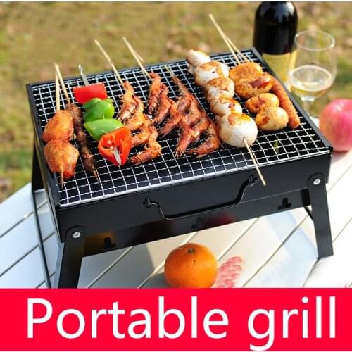 Barbecue Outdoor Charcoal Barbecue Stove Household Folding Portable BBQ Thickened Barbecue Box Full Set of Tools for 3-6 People