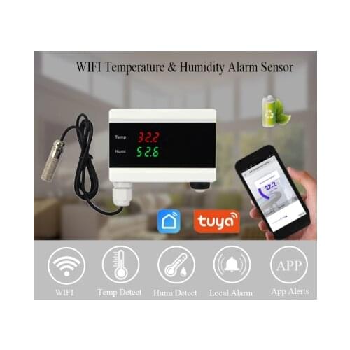 Tuya Smart WIFI Temperature Humidity Alarm Sensor Thermometer Hygrometer Detector Home Digital Display Android App Alert