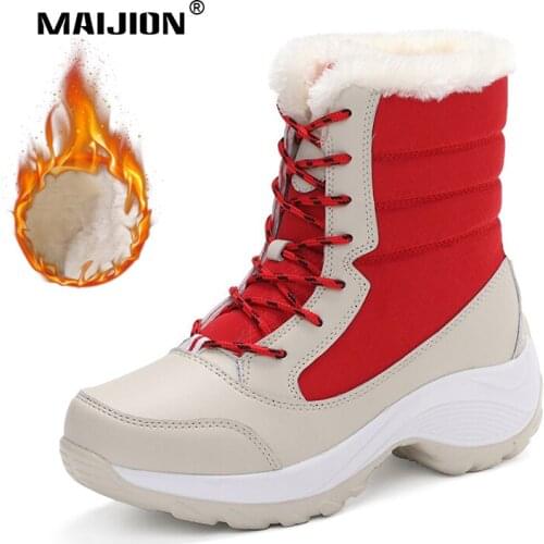 Waterproof Snow Boots Plush Warm Woman Hiking Sneakers Platform Anti-slip Female Cotton Shoes High Top Winter Work Comfortable