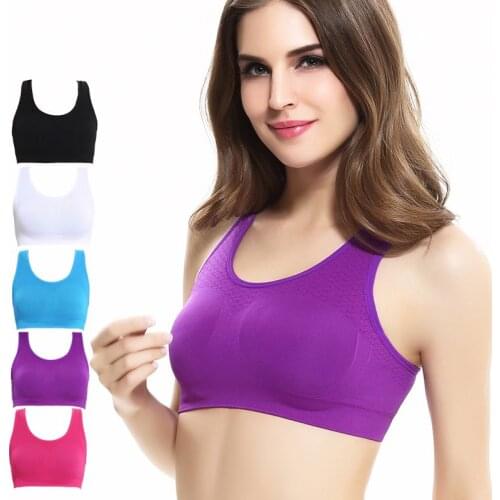 Women Breathable Sports Bra Absorb Sweat Shockproof Padded Sports Bra Top Athletic Gym Running Fitness Yoga Sports Top Vest
