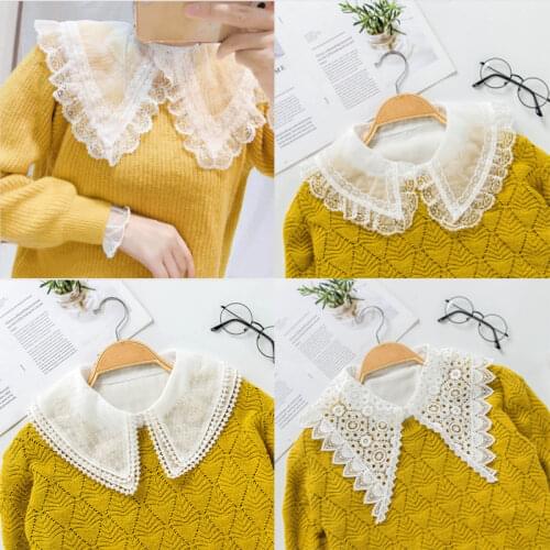 Women Dress Sweater Fake Collar Detachable Collar Female Big Lapel Shirt Collar Blouse Ladies False Blouse Collar Half Shirt